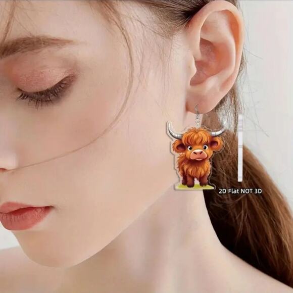 Adorable Cow Earrings - Choose Design from 6 Cute Farm Animal Acrylic Cows - Picture 4 of 10